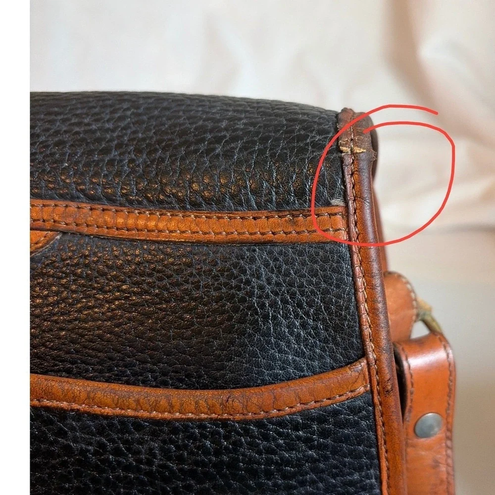 Dooney & Bourke All Weather Leather Vintage Navy‎  Crossbody Bag Brass Duck Fob